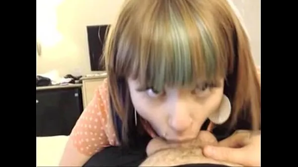 New Chubby Tattooed Girl with bangs sucks limp dick to life energy Videos