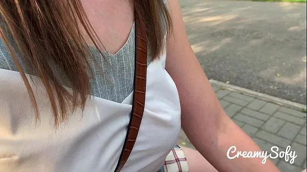New Surprise from my naughty girlfriend - mini skirt and daring public blowjob - CreamySofy energy Videos