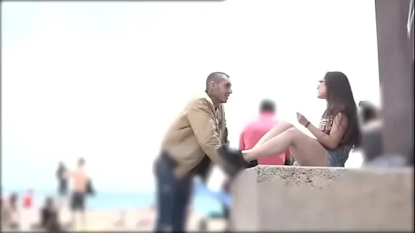 New He proves he can pick any girl at the Barcelona beach energy Videos