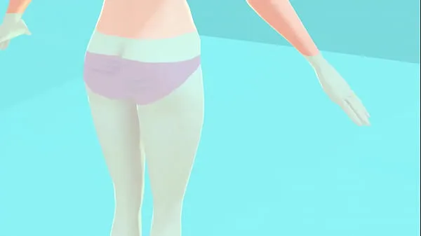 Video energi Toyota's anime girl shakes big breasts in a pink bikini baru