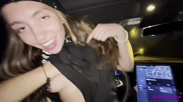 New Fucking Hot Date While Tesla Car Self Drives Streets At Night energy Videos
