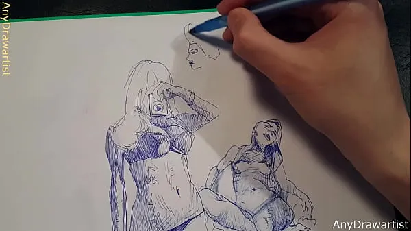 Nieuwe quick sketches with ballpoint pen energievideo's