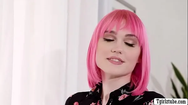 New TS pink haired fucks her online date energy Videos