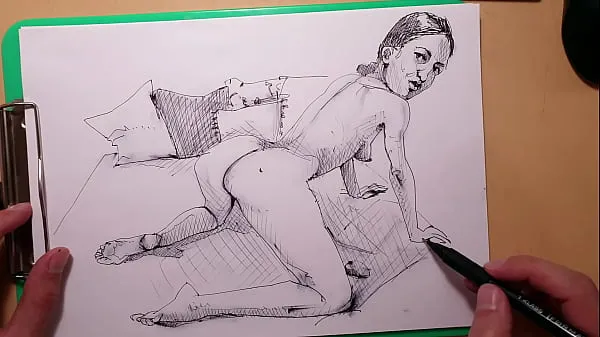 Nowe filmy A quick sketch with a ballpoint pen, a girl doggy-style energii