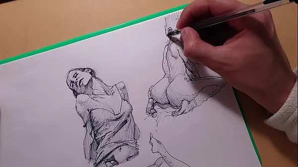 วิดีโอพลังงานHow to draw sexy girls with a ballpoint pen, sketchใหม่