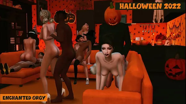 วิดีโอพลังงานSims 4. Halloween 2022. Part 2 (Final) - Enchanted Orgy (Hardcore Penthouse parodyใหม่