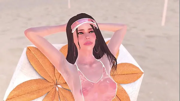 New Animation naked girl was sunbathing near the pool, it made the futa girl very horny and they had sex - 3d futanari porn energy Videos