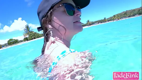 مقاطع فيديو جديدة للطاقة Couple on vacation public fuck at the beach underwater creampie