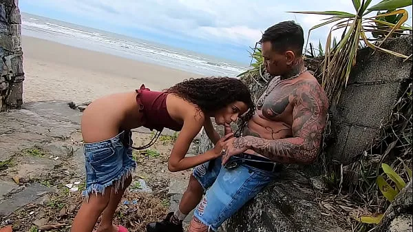 New Manoella Fernandes fucking the tattooed guy on the beach energy Videos