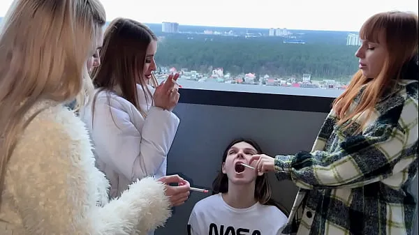 New Sadistic Humiliation Of Human Ashtray With Spit And Ashes - Public Lezdom Party energy Videos